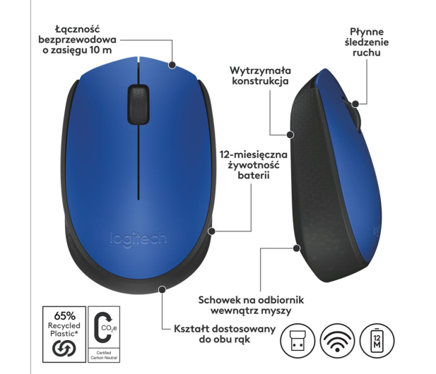 Mysz Logitech M171 wireless niebieska - 285733 - zdjęcie 12
